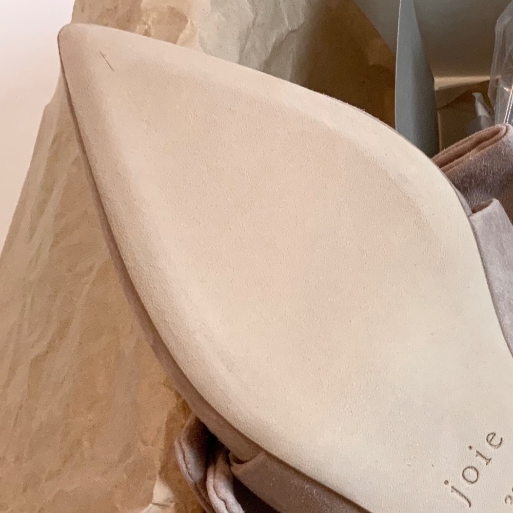 JOIE Caleah Peach Pink Suede Mules Kitten Heel Pointed Toe Sandal Leather Pumps - Picture 14 of 15